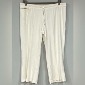 LAUREN by RALPH LAUREN White & Gold Terry Cloth Straight Leg Pants 3X